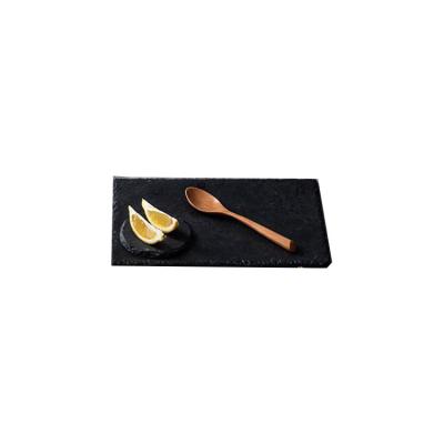 China Promotional Good Quality Natural Side Slate Rectangular Black Cheese Board Viable for sale