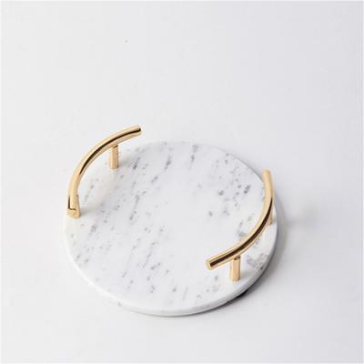 China Living Room Hotel Bathroom Swimming Pool Amenity Serving Small Marble Tray With Handles for sale