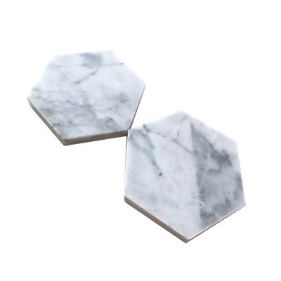 China Sustainable High Quality Customize Supplier Table Mats Hexagon Marble Wine Coasters for sale