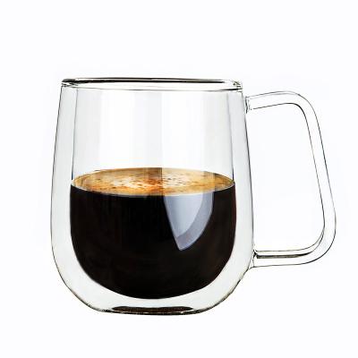 China Wholesale Creative Double Glass Cup Strip Coffee Marker Cup Glass Water Rabbit Ear Transparent Lid for sale