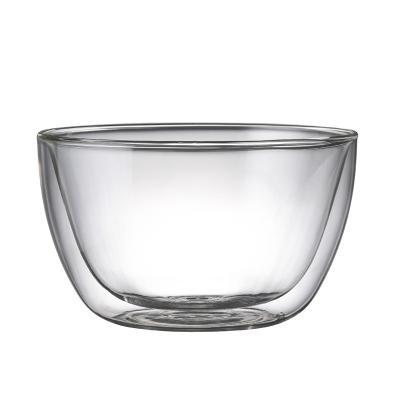 China Large Minimalist Japanese Pyrex Glass Double Bowl Transparent Fruit Baking Salad Bowl for sale