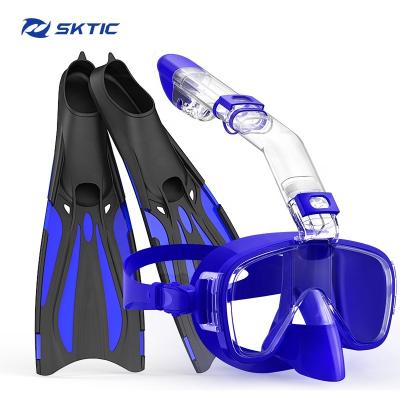 China 180 Wide Sight SKTIC Purple 180 Panoramic Snorkel Mask With Long Fins Silicone Anti-leakage Fins Rubber Anti-leak Dry Top Snorkel Mask for sale