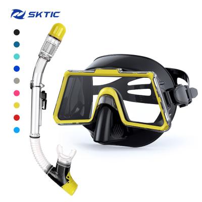 China 180 Wide View SKTIC Hot-selling Mask Snorkel Anti-fog Diving Anti-leakage Tempered Lenses Diving Kits For Adults for sale