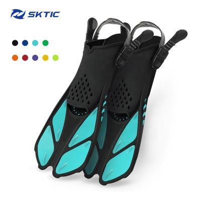 China Durable SKTIC Customize Snorkel Fins Diving Swimming Fins Swim Short Fins To Form Adjustable Buckles Open Heel for sale