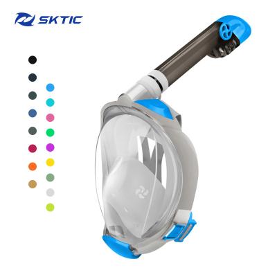 China 180 Hot sale gray blue wide view SKTIC silicone swimming watersports full face snorkel free mask UV resistant for sale