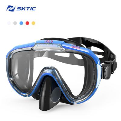 China 180 Wide Sight SKTIC Metal Frame Solid Black Adult Scuba Diving Gear Mask For Women Men for sale