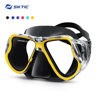 China 180 Sight SKTIC Spearfishing Freediving Outdoor Diving Gear Mask Scuba Diving Scuba Wide Yellow Black Panoramic Bottom Water Mask for sale