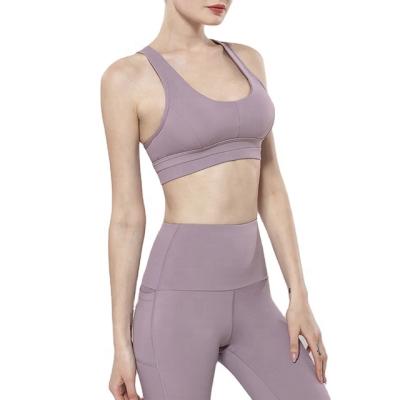 China Julysand Breathable Custom Women Yoga Fitness Wear Cross Back Band Sports Bra for sale