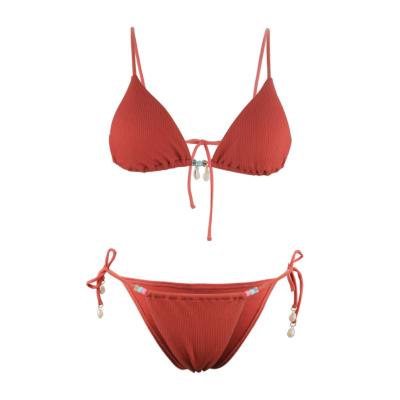 China Julysand Breathable OEM Hot Selling Women Ribbed Fabric Bikinis Rts for sale