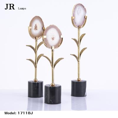 China Black Marble Bookroom Agate Ornaments Metallization High Quality Copper Color Home Decor Goods Three Sets for sale