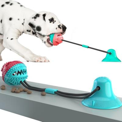 China Hot Viable Interactive Teath Chew Toy Hot Amazon Sales Wholesaler Pet Suction Cup Suction Cup Chew Rope Cleaning Toys With Balls for sale