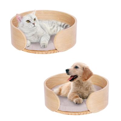 China Waterproof Wooden Round Cat Boarding With Cushion Wood Doghole for sale