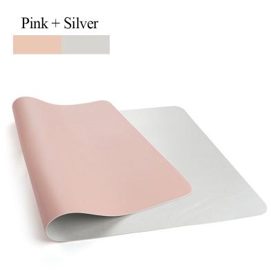 China High Quality Radiation Protection Rose Office Extra Large Double Sided Extended Leather Mousepad Real PU Leather Gaming Mouse Pads for sale