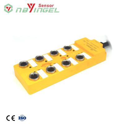 China Yingke IP67 Waterproof Automotive M8 And M12 8 Ports Terminal 8 Screw Terminal Blocks Box for sale