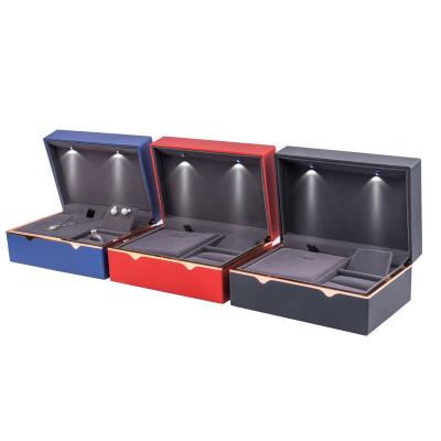 China Factory direct supply recyclable custom logo wholesale custom jewelry boxes ring necklace watch bracelet flip ABS packaging box with light for sale