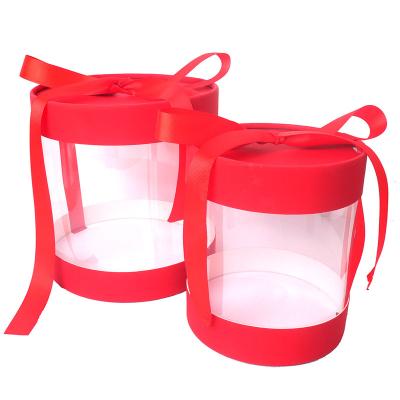 China New Product Recyclable Factory Ready To Go Transparent Round Cylinder Paper Box Tube Box With Clear PVC Window LED Light And Sliver Handle for sale