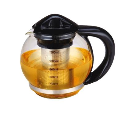 China Good Prices Stainless Steel Sustainable Viable Filter Teapots Heat Resistant Glass Tea Kettle for sale