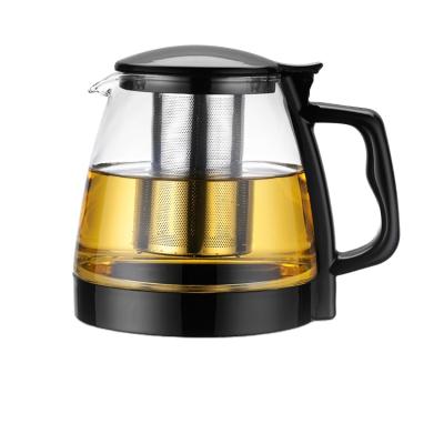 China Wholesale Durable Heat Resistant Glass Filter Teapots Stainless Steel Glass Kettle for sale