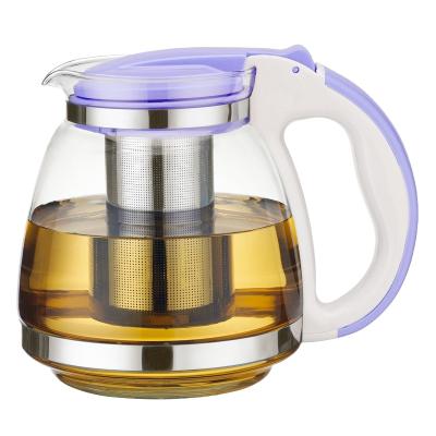 China Large color workable 1500ml and 2000ml heat resistant clear glass coffee and 5 workable capacity teapot with Infuser for sale