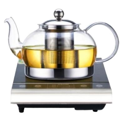 China Sustainable Induction Cooker Acceptance Borosilicate Glass Teapot Water Pot With Infuser for sale