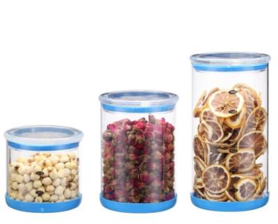 China Round Shape Borosilicate Glass Storage Jar Viable Multifunctional Food Container With Lid And Base for sale