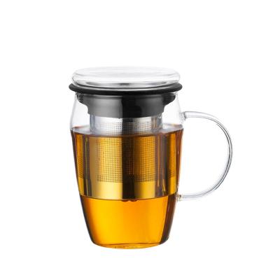 China Sustainable High Grade Borosilicate Glass Coffee Mug Heat Resistant Glass Tea Cup With Infuser for sale