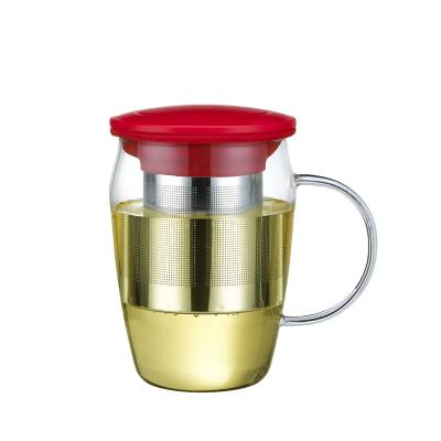 China High Quality Viable Steel Tea Cup Shake Glass Filter Stain OEM Glass Mug With Stand for sale