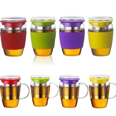 China Sustainable Drinking Water Cup Heat Resistant Glass Creative Mug With Filter for sale