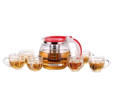 China Combined Sustainable Fashion Of Heat Resistant Glass Tea And Coffee Pot Glass Mugs Set for sale