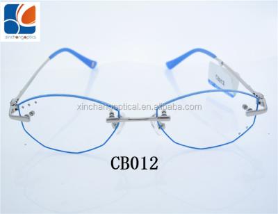 China Wear 2017 women style color edge glass eyeglass rimless optical frames CB012 for sale