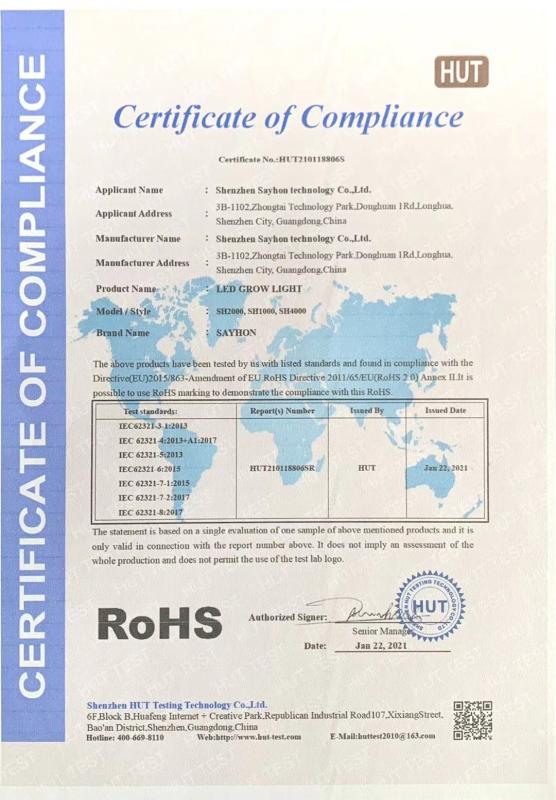 RoHS - Shenzhen Benxiang Optoelectronic Co.,Ltd