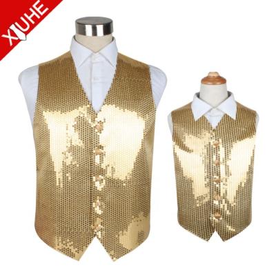 China Supplier Anti-Shrink Chinese Colorful Dance Vest Dress Dress Sequin Kids Unisex Vest For Men for sale