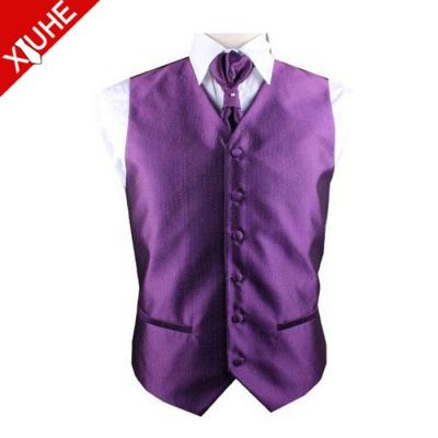 China Purple Soft Plus Size Wedding Polyester Waistcoat Restaurant Waiter Vest And Vest For Men for sale