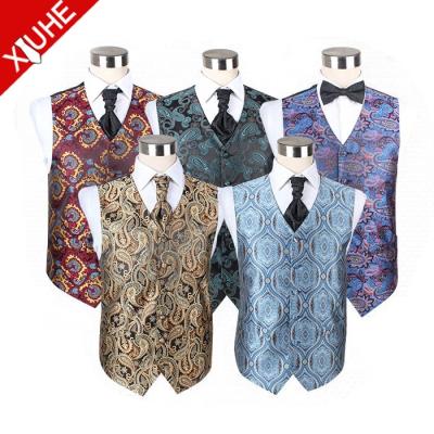 China Plus Size 2019 Hot Selling Fashion Design Casual Vests 100 Polyester Paisley Wedding Vests For Men for sale