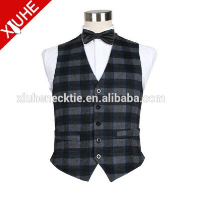 China High Quality Anti-pilling Men's Plaid Suit Waistcoat Cheap Casual Wool Vest for sale