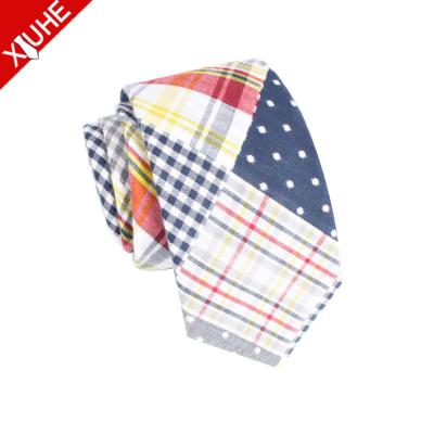 China Yarn Dyed New Fashion Custom Made Handsome High Quality England Orange Cotton Mens Ties Plaid Neck Tie for sale