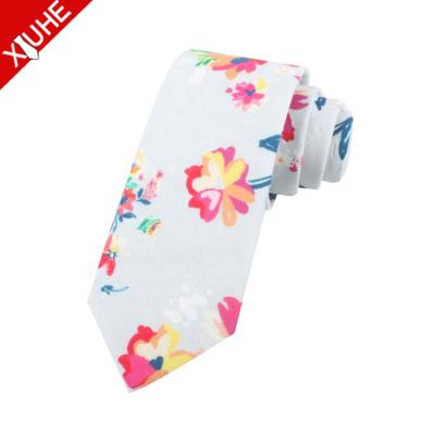 China Yarn Dyed New Fashion High Quality Custom Print Skinny Floral Cotton Neck Ties for sale