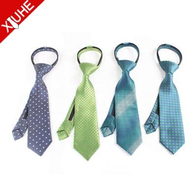 China PYarn Dyed Custom Wholesale Boys Polyester Tie Plaid School Uniform Zipper Tie for sale