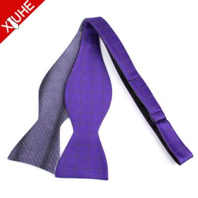 China Custom Polyester Woven Self Tie Two Checked Handmade Self Tie Toned Bow Ties For Men for sale