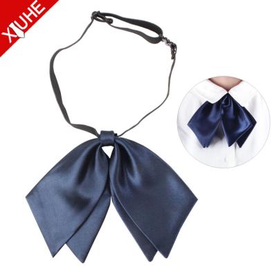 China New Fashion Girls Simple Wholesale Cheap Plain Polyester Female Neck Bow Ties for sale