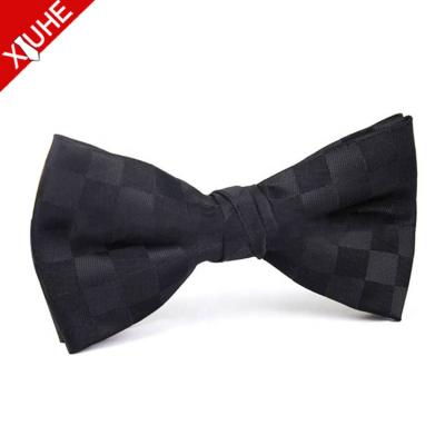 China Wholesale High Quality Dobby Xiuhe Bespoke Bowties Bowties Polyester Woven Black Bowties Custom Made Handmade for sale