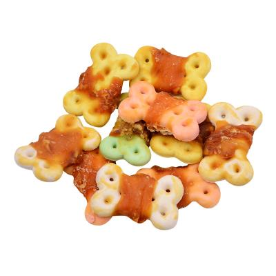 China 2021 Amazon Healthy Colorful Pet Viable Safety Factory Bestselling Biscuit Twisted By Chicken Dog Treats for sale