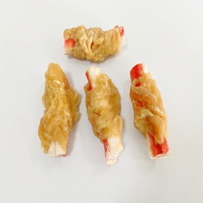 China Sustainable Pet Food Dog Food Factory Professional Supply Nature Healthy Dry Adults Dog Treats Chicken Wriggled Crab Stick for sale