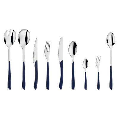 China Viable Besteckset 39pcs 44 Pcs Navy Blue Color Handle With Silver Master Cutlery Set Cardboard Gift Box for sale