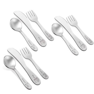 China Sustainable Laser Cut Animal Kids Preschoolers Utensil Flatware Silverware Cutlery Set 9 Pieces for sale