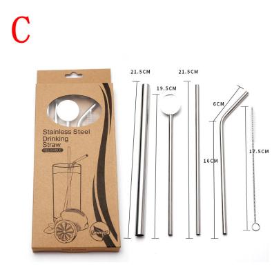 China Reusable Drink Straw Set Long Stirrer Spoons Cocktail Straw Spoon Set Stainless Steel Viable For Yerba Mate, Paper Box Package for sale