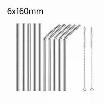 China 10 Pack Metal Viable Reusable Straws Straw Stainless Steel Kids Drinking Straw 6.3 Inch Short Drinking Straw For Kid Travel Bar for sale