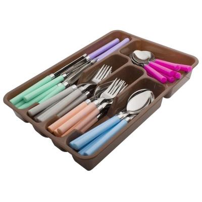 China Sustainable Tumble Polish Colored Cutlery Set 48 Piece Flatware Silverware Dinnerware Spoons Forks Knives Set With Tray for sale