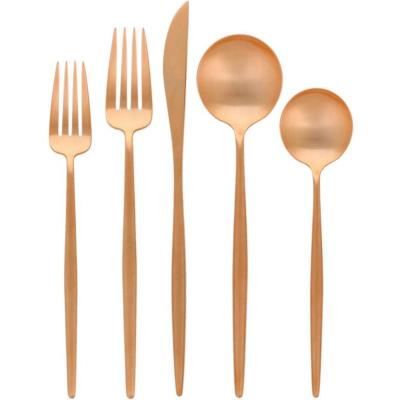 China Vintage USA 5 pcs matte brushed copper cutlery set for wedding party rental, cutipol goa flatware silverware set for sale