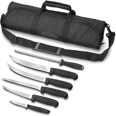 China Viable Kitchen Tool Set 18 Pcs Black Barbecue 8pcs Chef Knife With Case Master Kit Set Roll Bag for sale